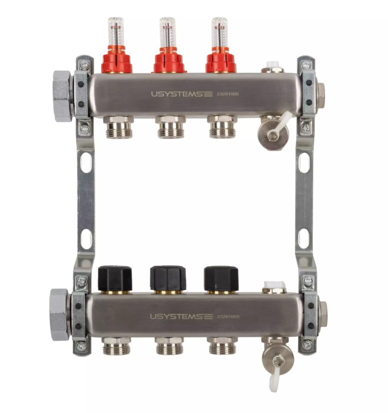 USYSTEMS коллектор UN с расходомерами стальной с накидной га...