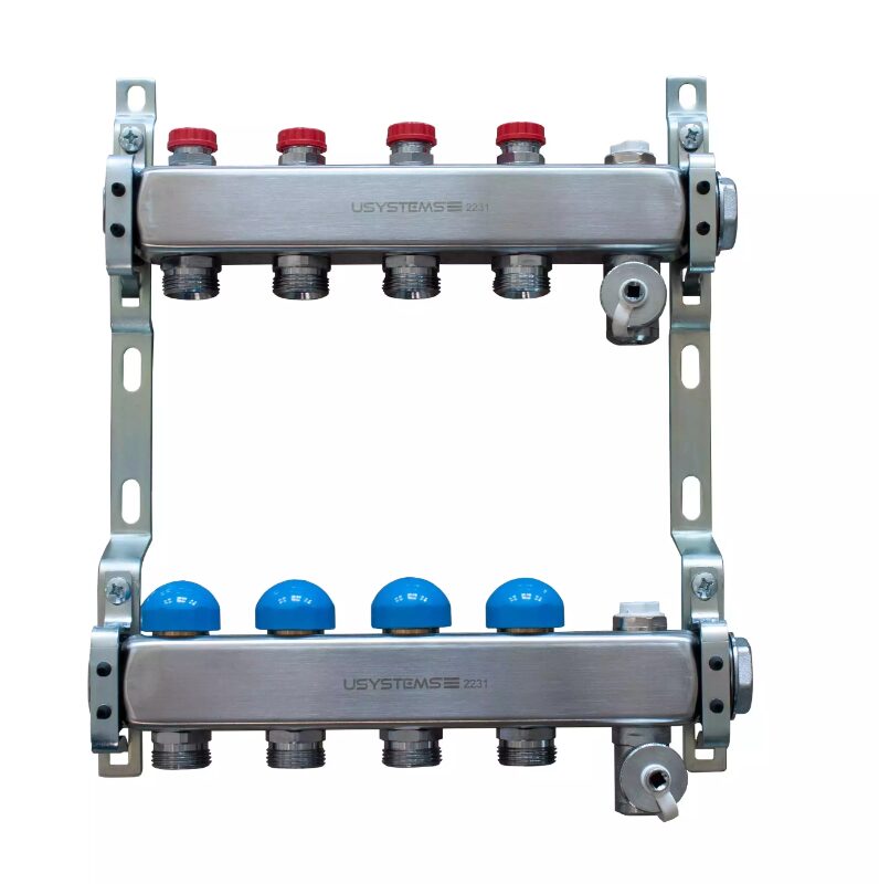 USYSTEMS коллектор FT с клапанами стальной, выходы 10×3...